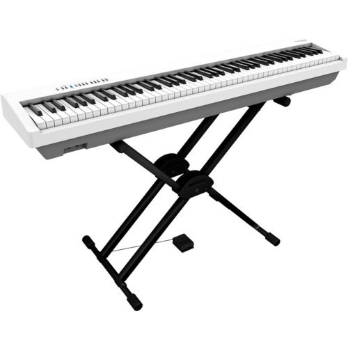 Roland FP-30X Digital Piano With Roland Double-Brace X-Stand and DP-2 Pedal White