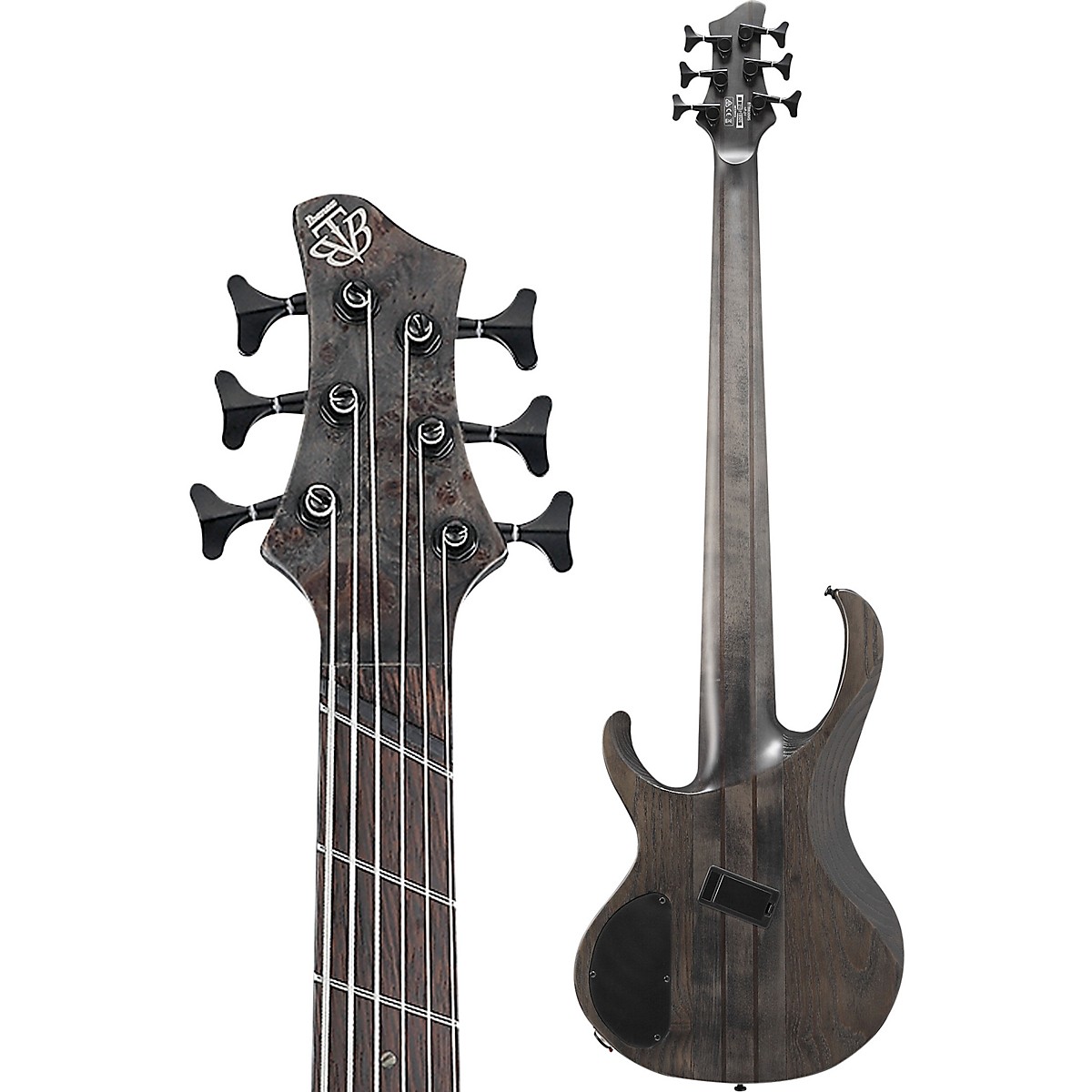 Ibanez BTB806MS 6-String Multi-Scale Electric Bass Guitar - Transparent Gray Flat - Image 4