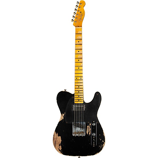 Fender Custom Shop Limited-Edition '53 HS Tele Custom Heavy Relic Electric Guitar Aged Black - Image 3