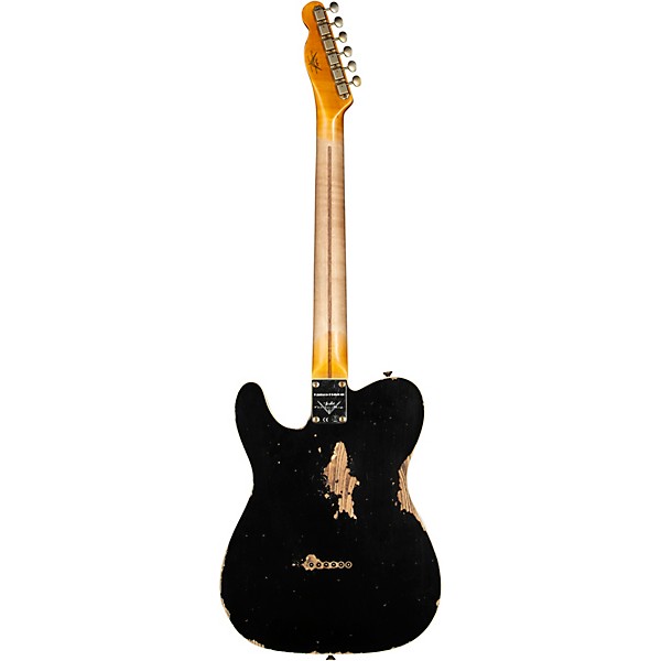 Fender Custom Shop Limited-Edition '53 HS Tele Custom Heavy Relic Electric Guitar Aged Black - Image 4