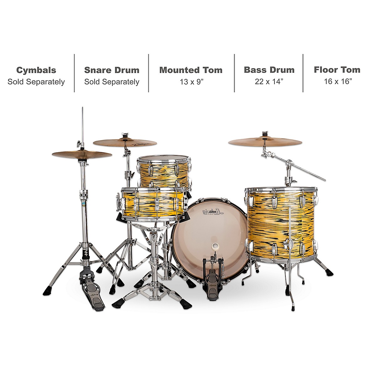 Ludwig Legacy Maple 3-Piece Fab Shell Pack with 22 in. Bass Drum Lemon Oyster - Image 2