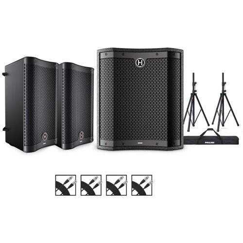 Harbinger VARI V2408 8" Powered Speakers Package With VS12 Subwoofer, Stands & Cables, 8" Mains