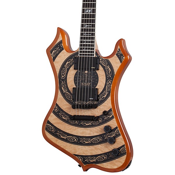 Wylde Audio Nomad Norse Dragon Bullseye Electric Guitar Rawtop - Image 5