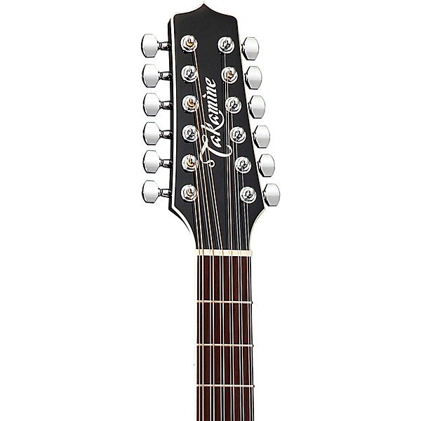 Takamine EF381SC 12-String Dreadnought Cutaway Acoustic-Electric Guitar Black - Image 3