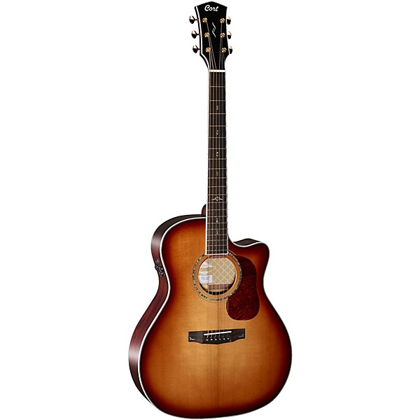 Cort A8 Gold Series Grand Auditorium Acoustic-Electric Guitar Light Burst - Image 3