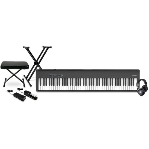 Roland FP-30X 88-Key Digital Piano with Warm Audio WA-CAB Headphone Package (Pedals/Bench/Stand Included) Black